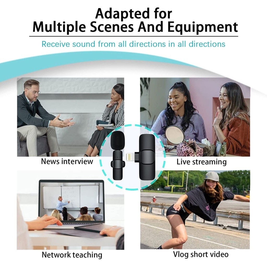 K9 Lavalier Microphone Wireless Lapel Microphone Lavalier Mic Vlogging for Microphone Live Stream - Image 7