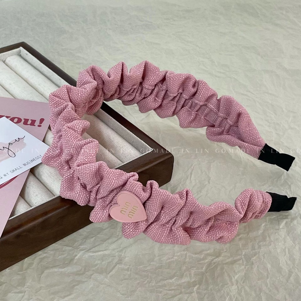 Heart-Shaped Hairpin High Skull Top Headband Face Wash Hair Fixer Wide Brim Hair Band Pink Headband