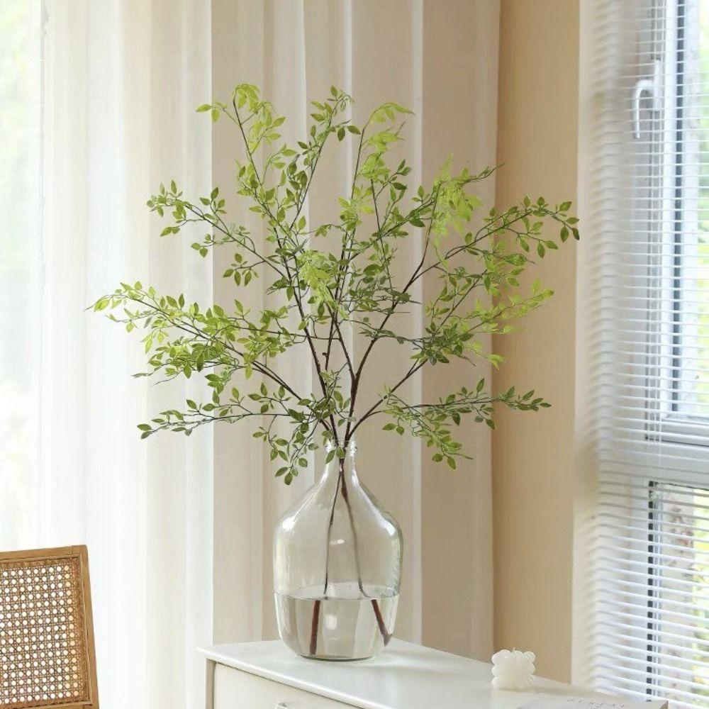 ALISONDZ Artificial Nantian Bamboo Branch, Handmade Flexible Simulation Nantian Bamboo, Floral Art Plastic 110cm Green Fake Plants Desktop Decoration - Image 2