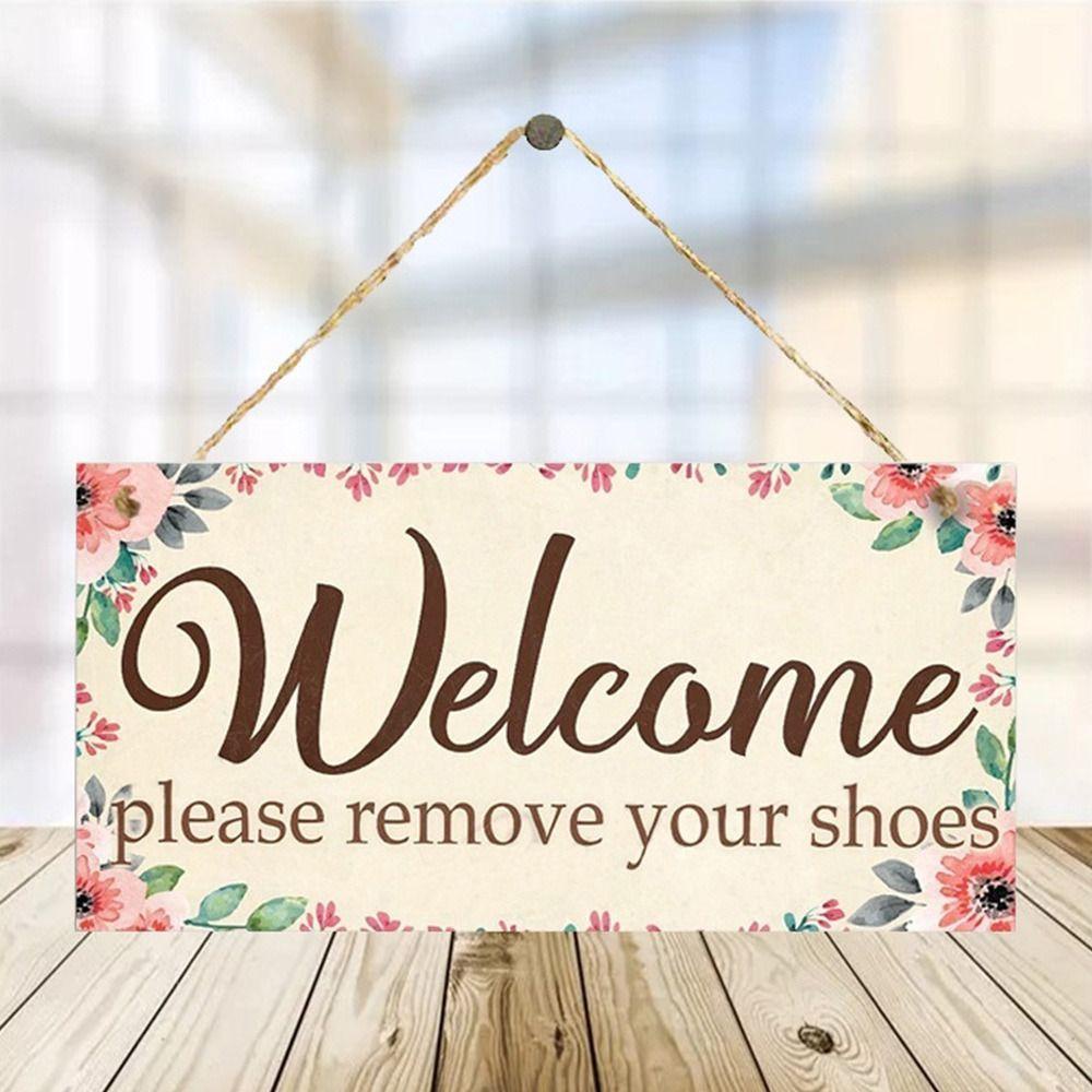 EMILEE Door Sign, Wood Please Remove Your Shoes Hotel Bulletin Board ...