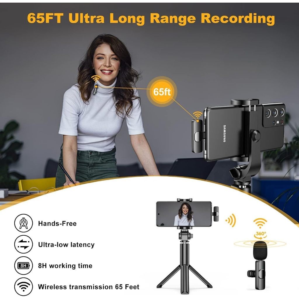 K9 Lavalier Microphone Wireless Lapel Microphone Lavalier Mic Vlogging for Microphone Live Stream - Image 2