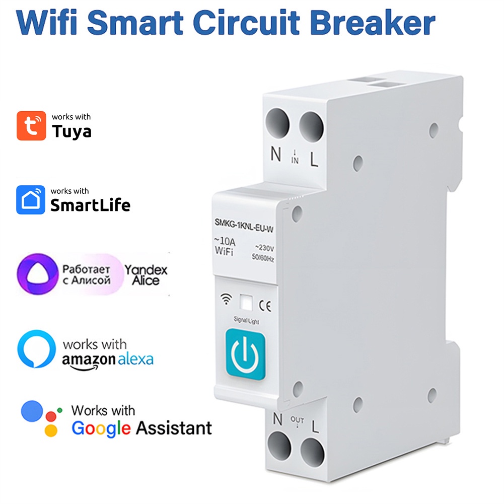 Power Metering 1P 63A Smart Home Google Home Convenient Home Automation Alarm&Protection Settings WIFI Circuit Breaker Smart Wireless Breaker Metering Timing — view 2