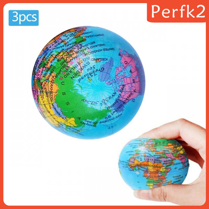 [Perfk2] 3 Pieces Squeezable Foam Ball World Maps Sensory Game Balls ...