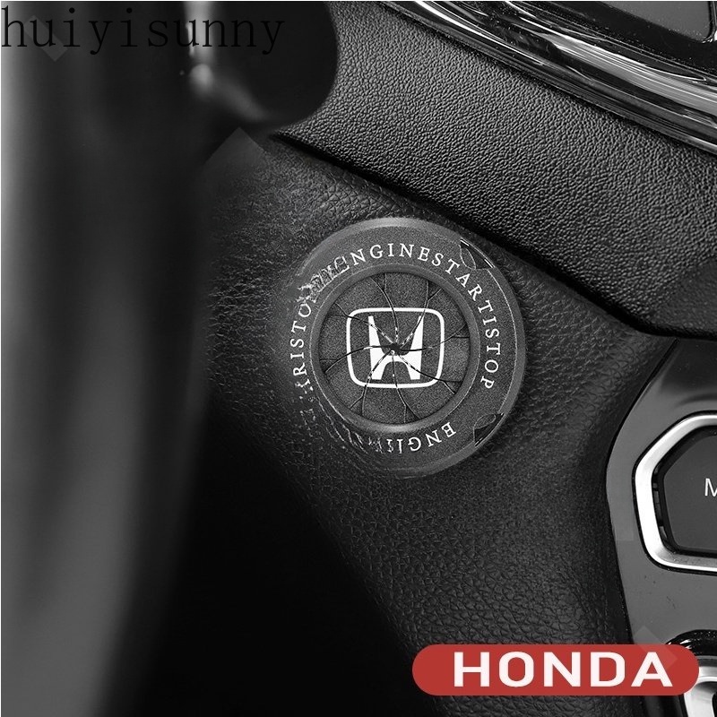 HYS [35+logo] Car engine start button metal cover rotates Press the ...