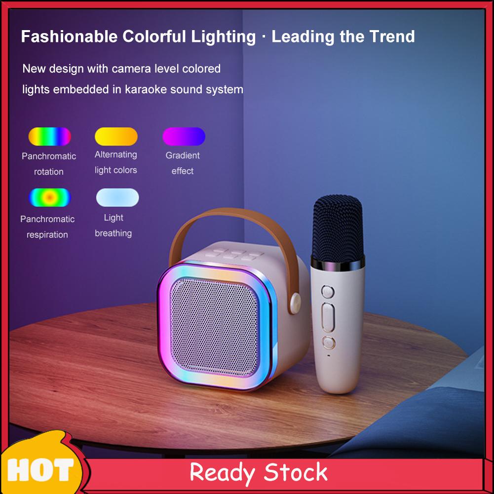 K12 Mini Karaoke Wireless Audio Speaker Bluetooth Microphone Portable Home KTV RGB Karaoke Machine - Image 6
