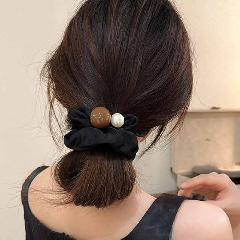 High-end Feeling Black Large Intestine Hair Tie 2024 New Style Ladies Fashion Hair Tie