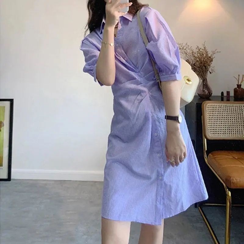 2023 New Unique, Beautiful, High end Elegance, Celebrity Unique Purple Polo Shirt Dress Children Summer