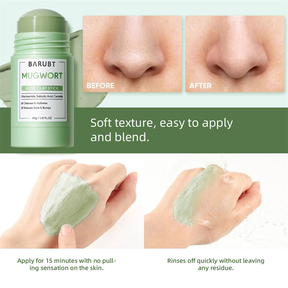 BARUBT Mugwort Clay Mask Stick Deep Gentle Black Heads Removal Clean Pores Face Care - Image 5