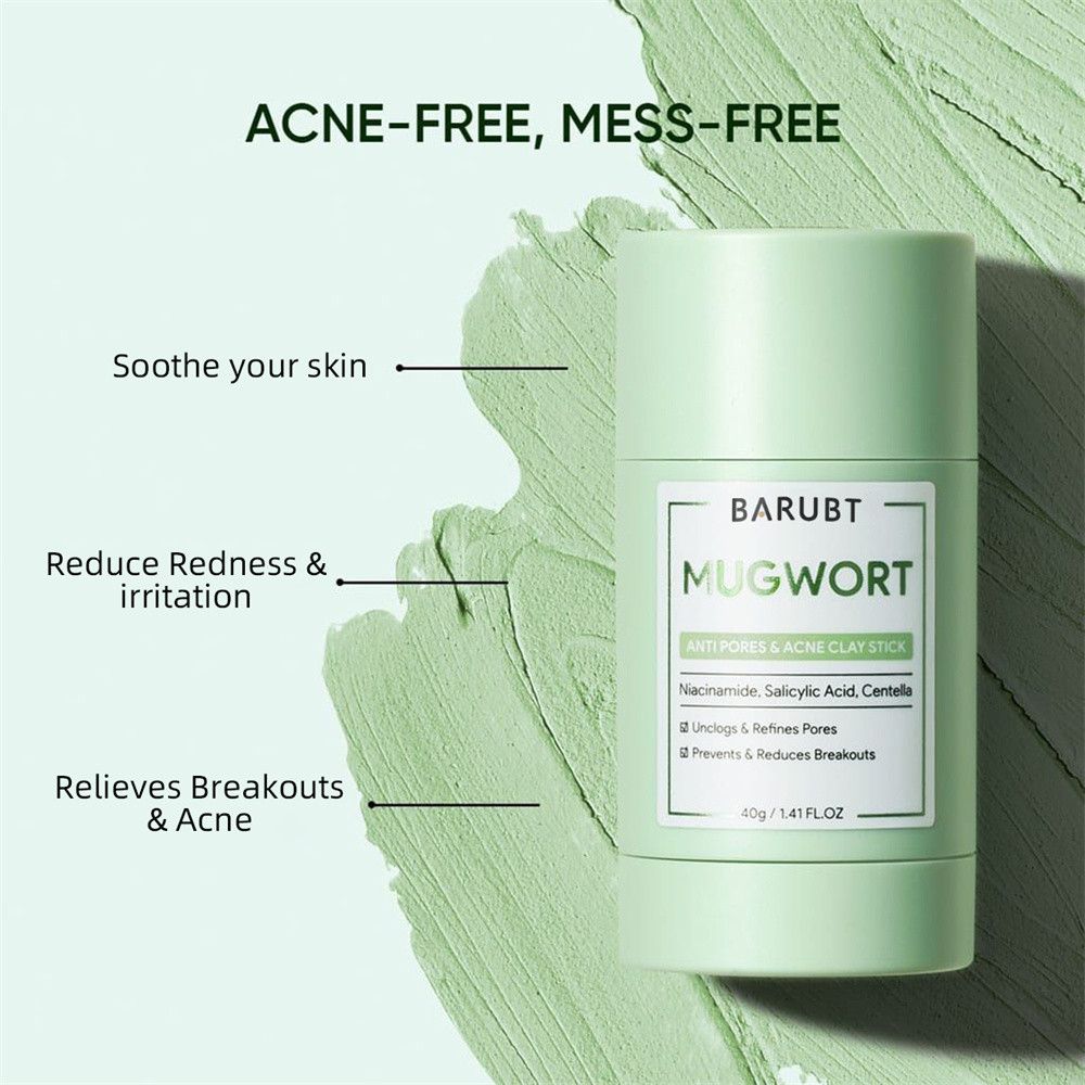 BARUBT Mugwort Clay Mask Stick Deep Gentle Black Heads Removal Clean Pores Face Care - Image 2