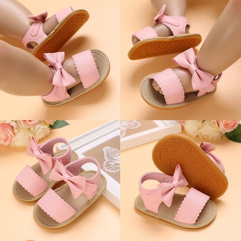 Pink Christening Baby Shoes Antislip Rubber sole durable Casual Princess Shoes for Kids 0-18month