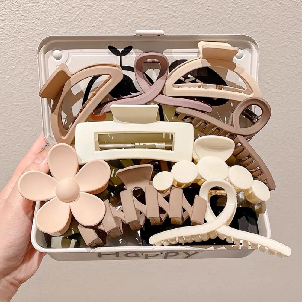 Winter Plush Large Claw Clip Khaki Transparent Hair Clamp High-end Sense Shark Clip Hair Accessories - Image 4