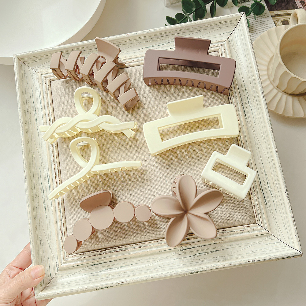 Winter Plush Large Claw Clip Khaki Transparent Hair Clamp High-end Sense Shark Clip Hair Accessories - Image 7