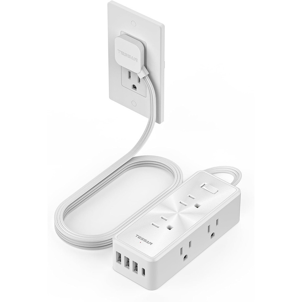 TESSAN Slim Flat Plug Power Strip with USB +Type C, Surge Protector, for Home/Office/Dorm/Travel - Image 7