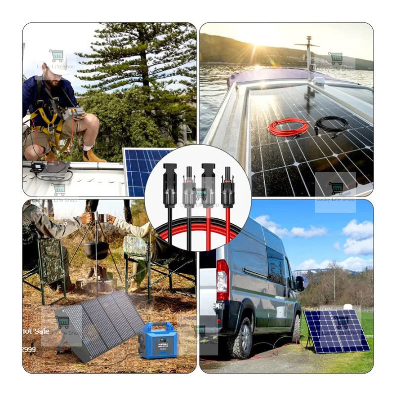 Solar Panel Extension Cable 3M/6M/9M Feet 12AWG Wire with MC4 Female and Male Connector 6m㎡/4m㎡ — view 2