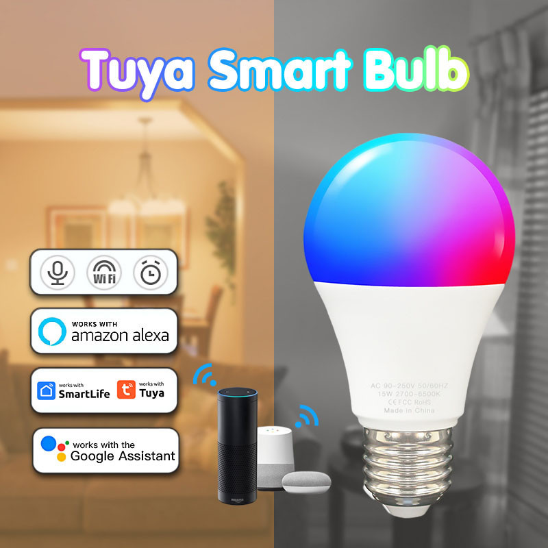 Smart Bulb Smart Life Rgbcw Voice Control LED Tuya 100-240v Create A Relaxed And Peaceful Atmosphere WiFi 15W/9W Smart Light Smart Lamp RGB Smart Life Led Wifi — view 5