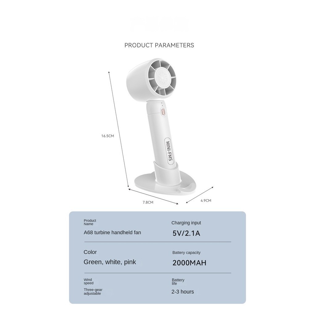 A68 Mini Fan Electric Fan Rechargable Fan Desktop Fans Travel Handheld Fan Portable HandyFan Cooling Fan - Image 7
