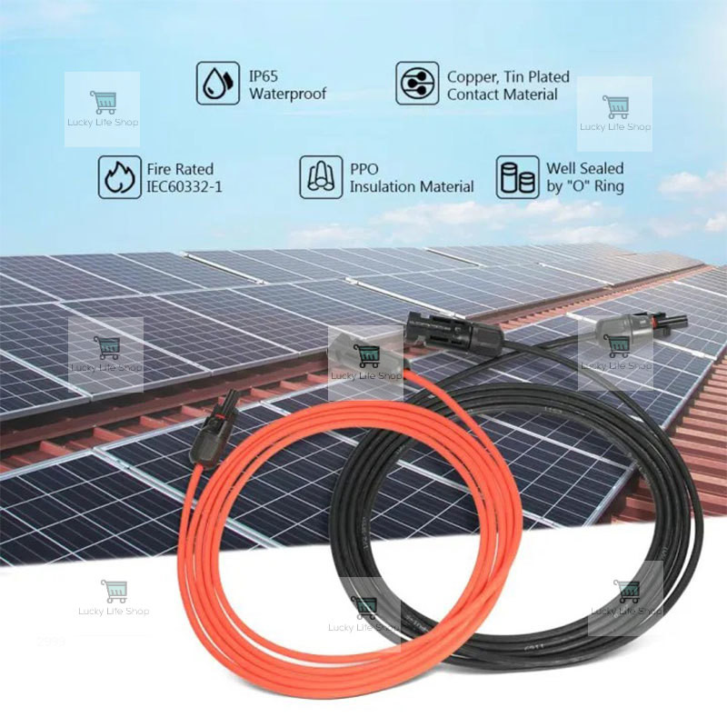Solar Panel Extension Cable 3M/6M/9M Feet 12AWG Wire with MC4 Female and Male Connector 6m㎡/4m㎡ — view 8
