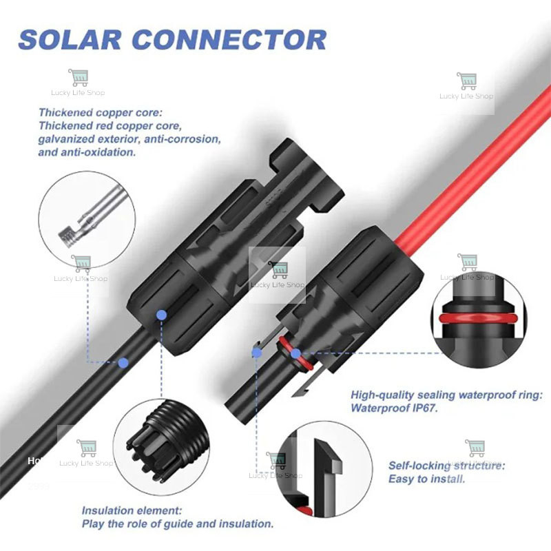 Solar Panel Extension Cable 3M/6M/9M Feet 12AWG Wire with MC4 Female and Male Connector 6m㎡/4m㎡ — view 7