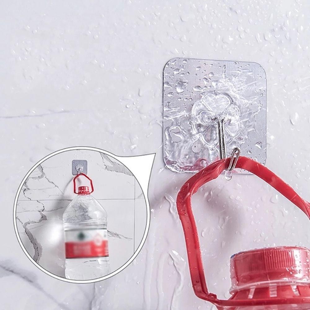3PCS Self-adhesive Hooks, Multi-purpose Punch-free Seamless Hanging Hook, Strong Heavy Load Transparent Wall Door Hangers - Image 3