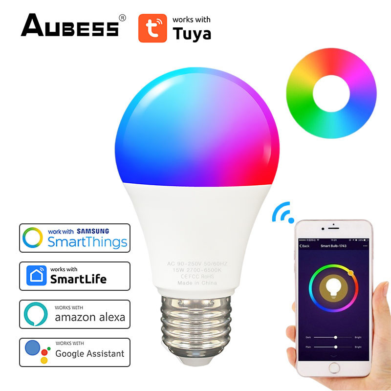 Smart Bulb Smart Life Rgbcw Voice Control LED Tuya 100-240v Create A Relaxed And Peaceful Atmosphere WiFi 15W/9W Smart Light Smart Lamp RGB Smart Life Led Wifi — view 6