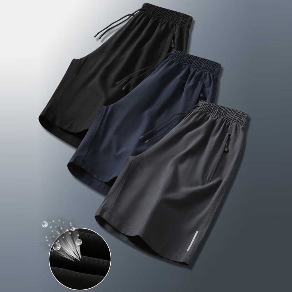 3PCS--with zipper pocket  ice silk shorts fast  furious shorts Plus Size sports beach shorts for men - Image 3