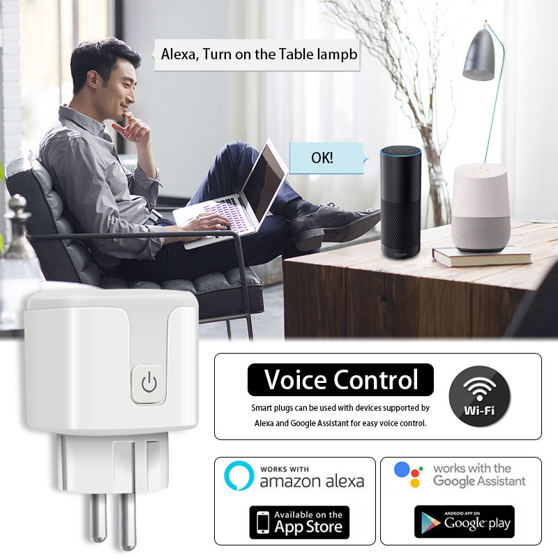 Voice Control Via Alexa Google Home Wifi Socket 16A Power Monitoring EU Plug Smart Home Electricity Statistics Smart Outlet Tuya Timer Smart Socket Wifi Plug — view 5