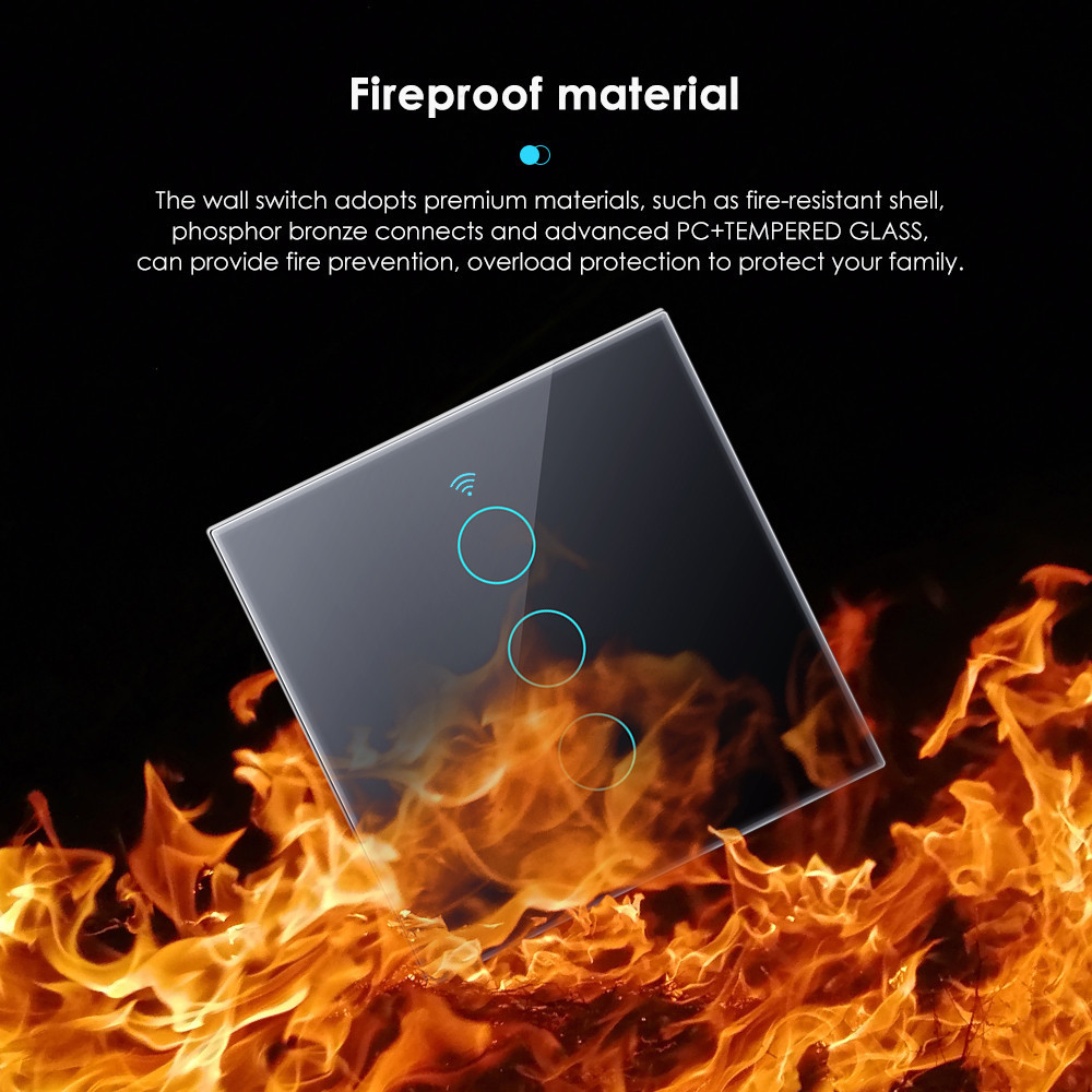 For Alexa Google Home Wifi Wall Button Tempered Glass 1/2/3 Gang Smart Touch Switch Smart Home Remote Control Wall Light Switch Smart Life Timing Smart Switch COD — view 7