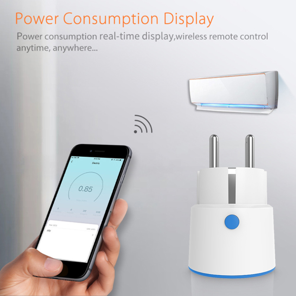 Work With Alexa And Google Zigbee Plug 16A Power Monitor Smart Home Smart Socket Plug EU Power Consumption Smart Zigbee Socket Tuya Smart Life Eu Smart Plug COD — view 2