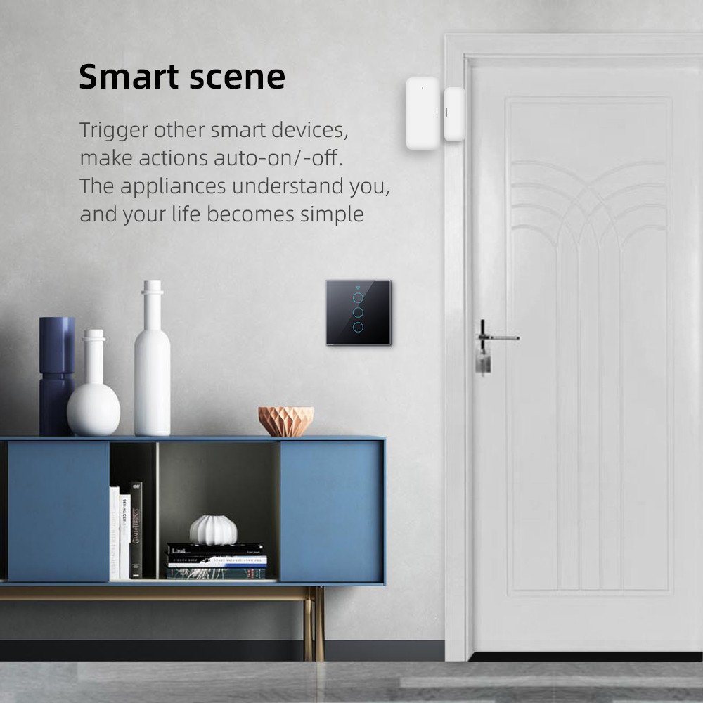 For Alexa Google Home Wifi Wall Button Tempered Glass 1/2/3 Gang Smart Touch Switch Smart Home Remote Control Wall Light Switch Smart Life Timing Smart Switch COD — view 8