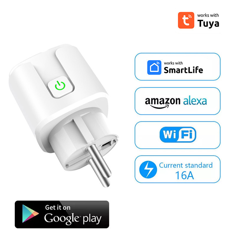 Smart Home Power Adapter Timer Power Plug Voice Control Remote Control Wifi Smart Plug Tuya Smart Smart Plug Smart For Tuya Smart Life App Samrt Socket Outlet — view 3