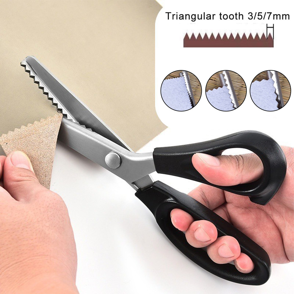 Stainless Steel Triangle Tooth Edge Decorative Fabric Cutter Sewing Quilting Diy Crafts Ergonomic Grip 3mm Triangula