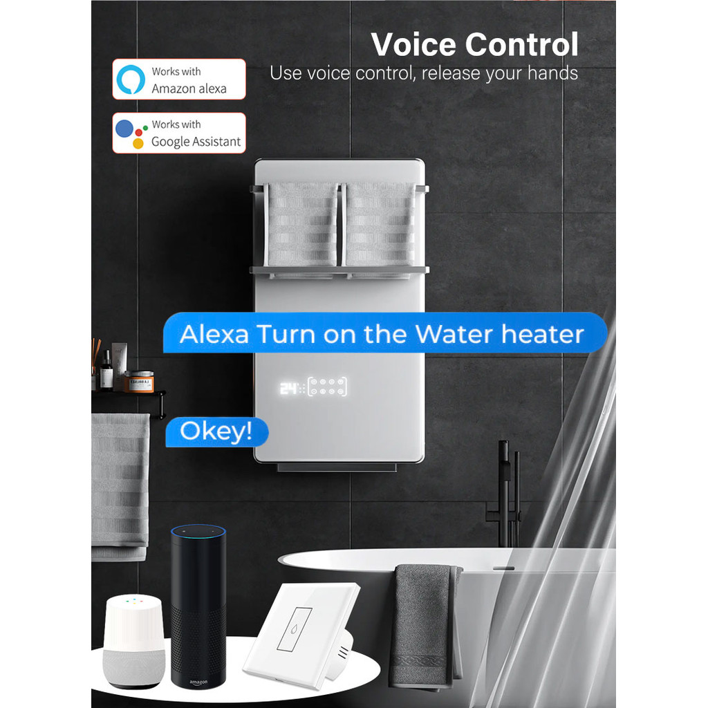 Work With Alexa Google Home Smart Switch Smart Life WiFi 20A Water Heater Switch Smart Home Timing Remote Control Smart Touch Switch Tuya — view 7