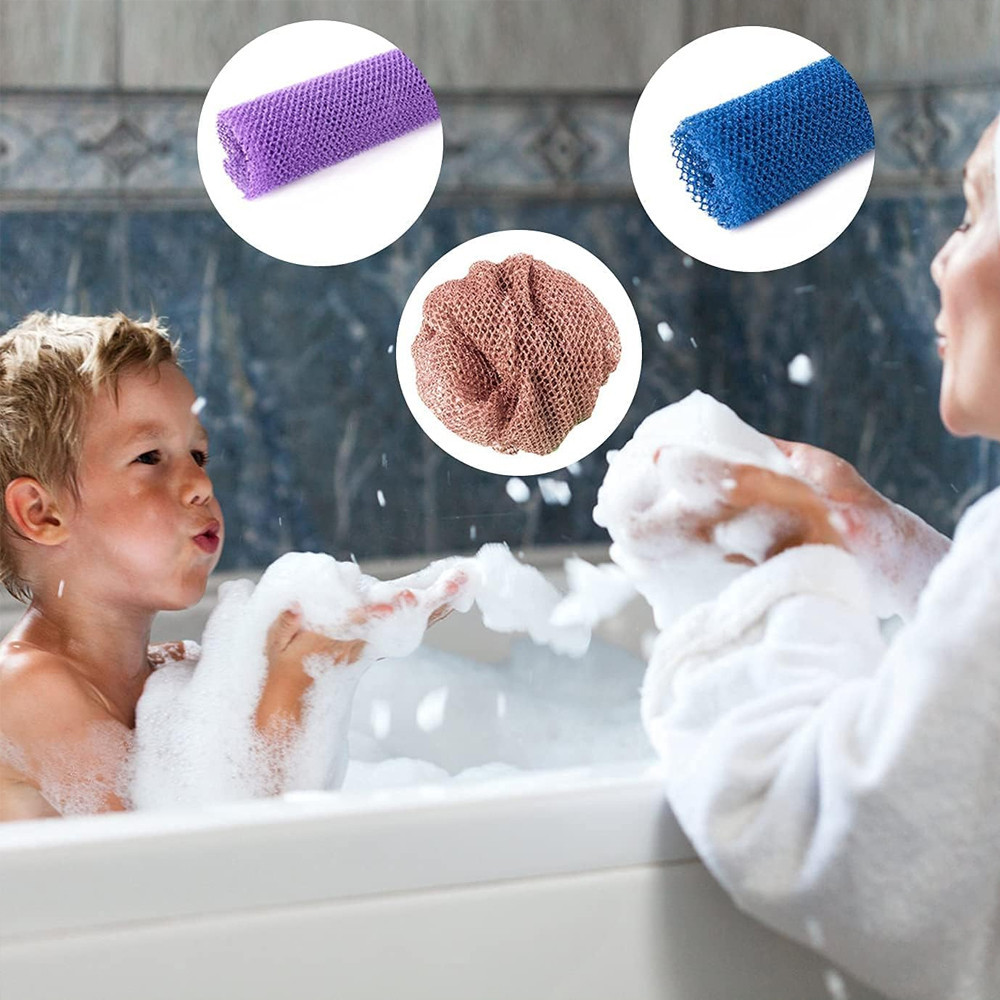 Exfoliating Wash 30*80cm Shower Net Body Towel Scrubbing Sponge Long African Bath Net - Image 3