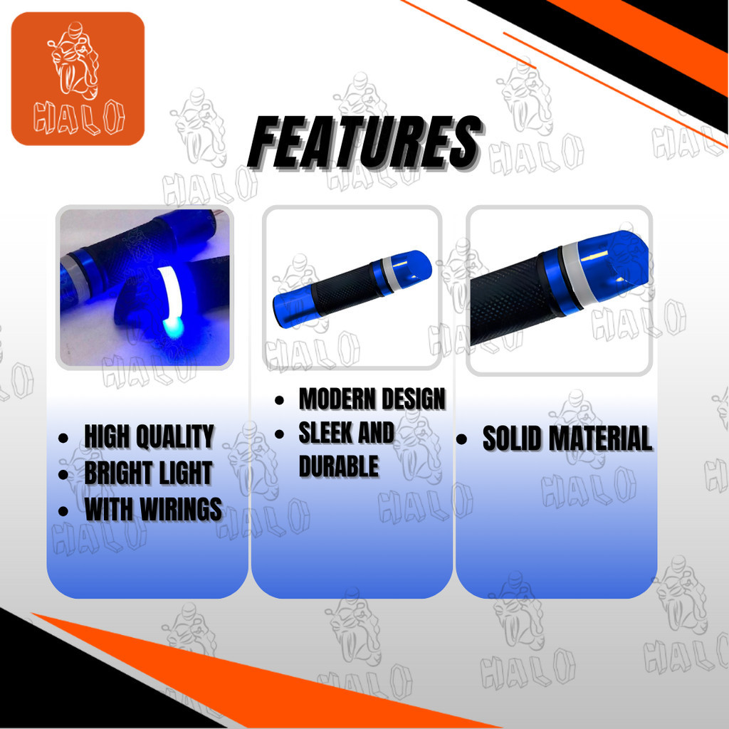 [HALO MOTOR] MOTORCYCLE HANDLE GRIP WITH LED LIGHT 5 COLORS - UniTop