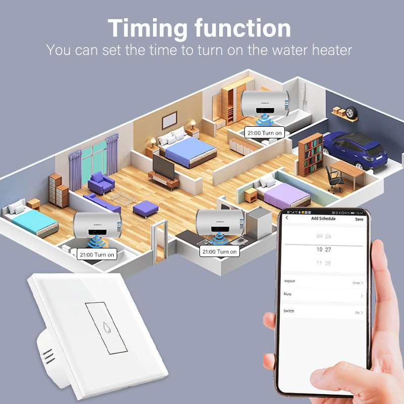 Work With Alexa Google Home Smart Switch Smart Life WiFi 20A Water Heater Switch Smart Home Timing Remote Control Smart Touch Switch Tuya — view 2