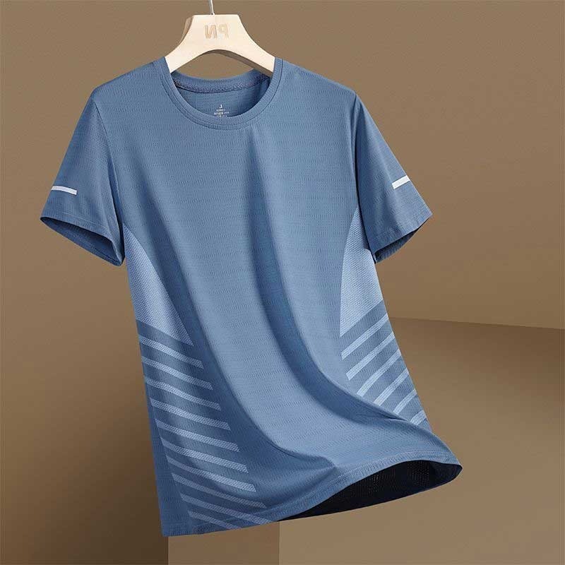 Ice Silk Men's Dri-fit Shirt Fashion Quick-Dry Solid Color Training/Sports Loose Mesh T Shirt Summer Cool Short Sleeve Casual Dri-Fit Basic Tops for Men Plus Size - Image 5