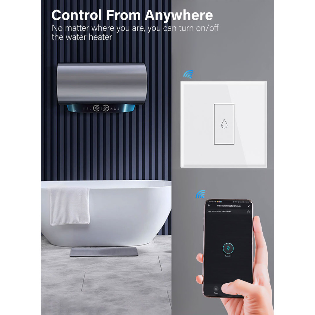 Work With Alexa Google Home Smart Switch Smart Life WiFi 20A Water Heater Switch Smart Home Timing Remote Control Smart Touch Switch Tuya — view 6