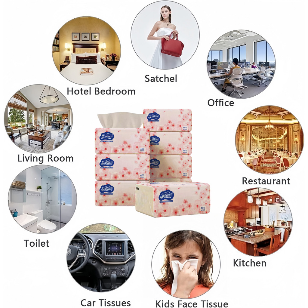 8pack Scotties Facial Tissue paper towel tissue paper 8Packs 420Sheets 4Ply wood tissue High quality — view 8