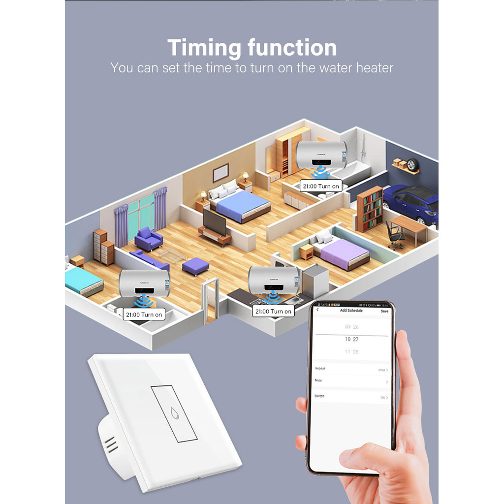 Work With Alexa Google Home Smart Switch Smart Life WiFi 20A Water Heater Switch Smart Home Timing Remote Control Smart Touch Switch Tuya — view 8
