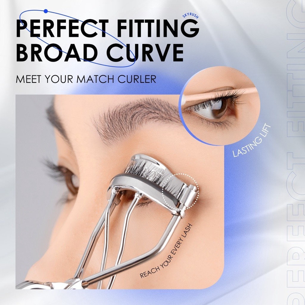 Stainless Steel Eyelash Curler Durable Powerful False Eyelashes Curler Clip Silicone Strip Beginner Makeup Cosmetic Beauty Tools