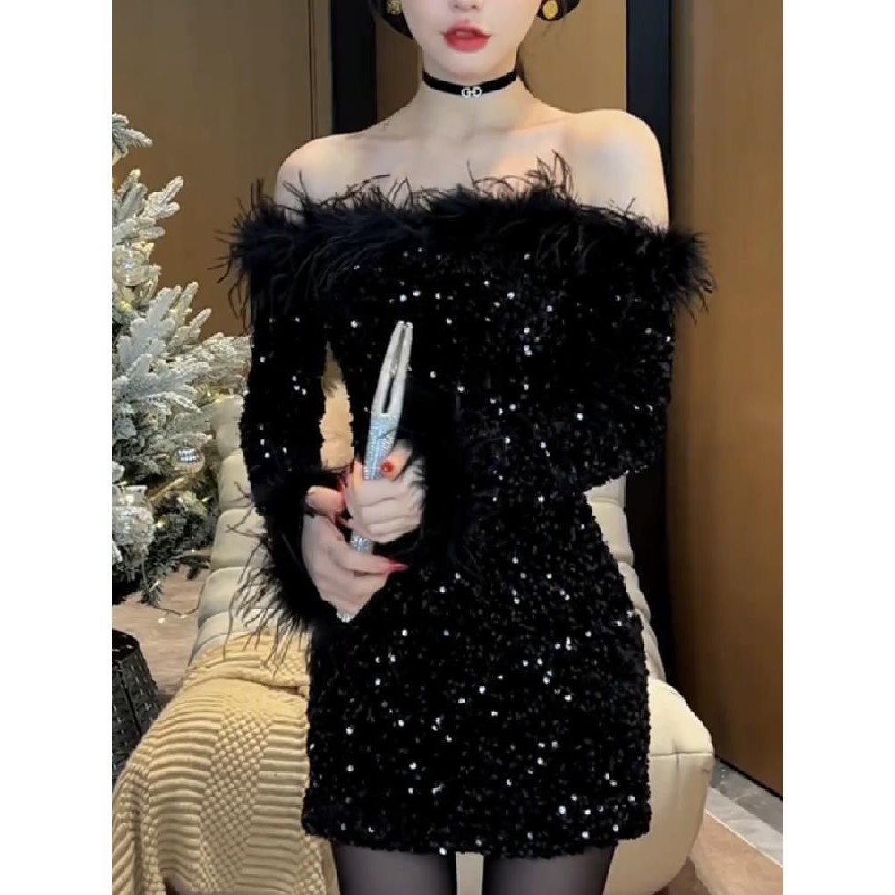 green emerald velvet dress Glitter-Print Long V-Neck Prom Dress E1273 Dusty Blue / 00 main image 1