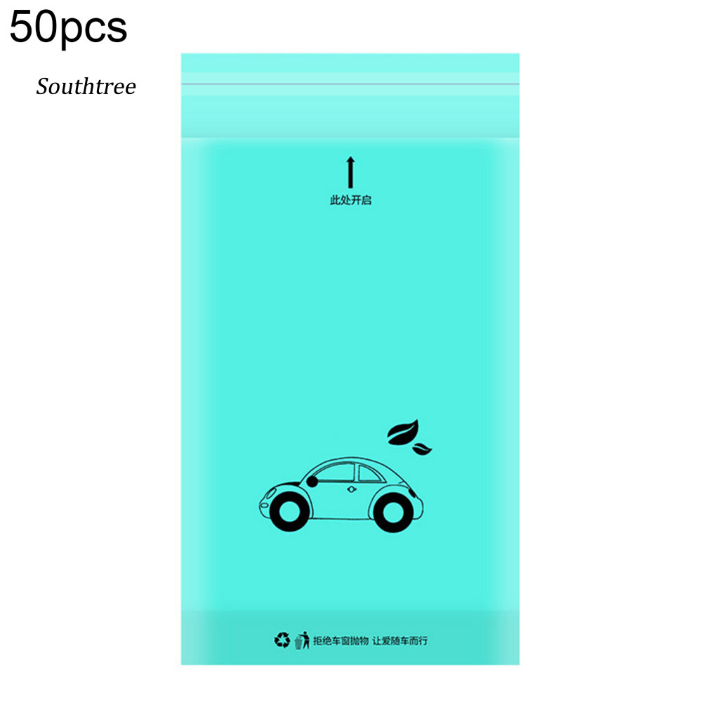 SOU_ Capacity Car Trash Bag Self-adhesive Car Garbage Bag 50pcs Self-adhesive Car Trash Bag Disposable Waterproof Pe Portable Capacity Leakproof Heavy Duty Garbage for Clean