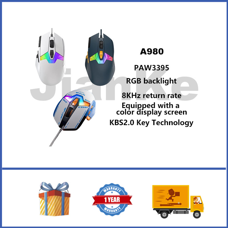 DAREU A980 Wired Mouse PAW3395 RGB Lightweight Gaming Mouse With Color ...