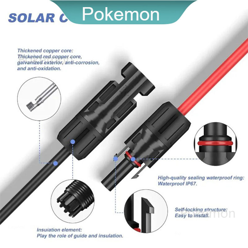 Solar Panel Extension Cable 10AWG/12AWG 6m㎡/4m㎡ Black & Red Wire with MC4 Female and Male Connector — view 7