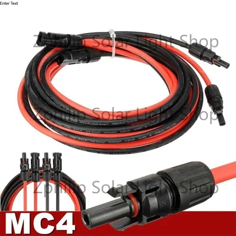 1Pair Solar Panel Extension Cable Wire with MC4 Female and Male Connector 10AWG12AWG 10/20/30 Feet — view 5