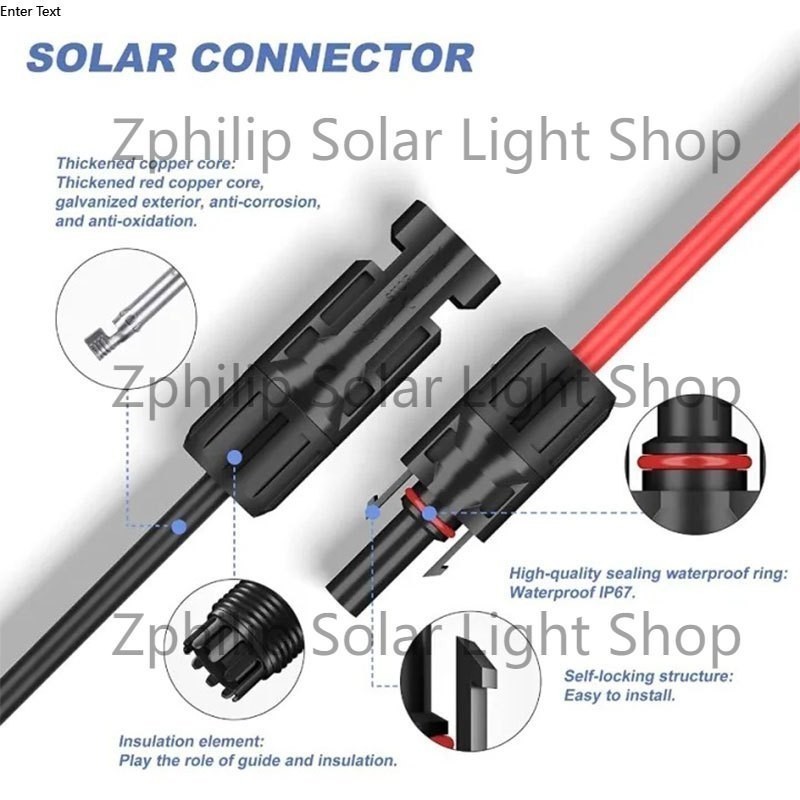 Solar Panel Extension Cable 10AWG12AWG 10/20/30 Feet Black & Red Wire with Female and Male Connector - Image 7