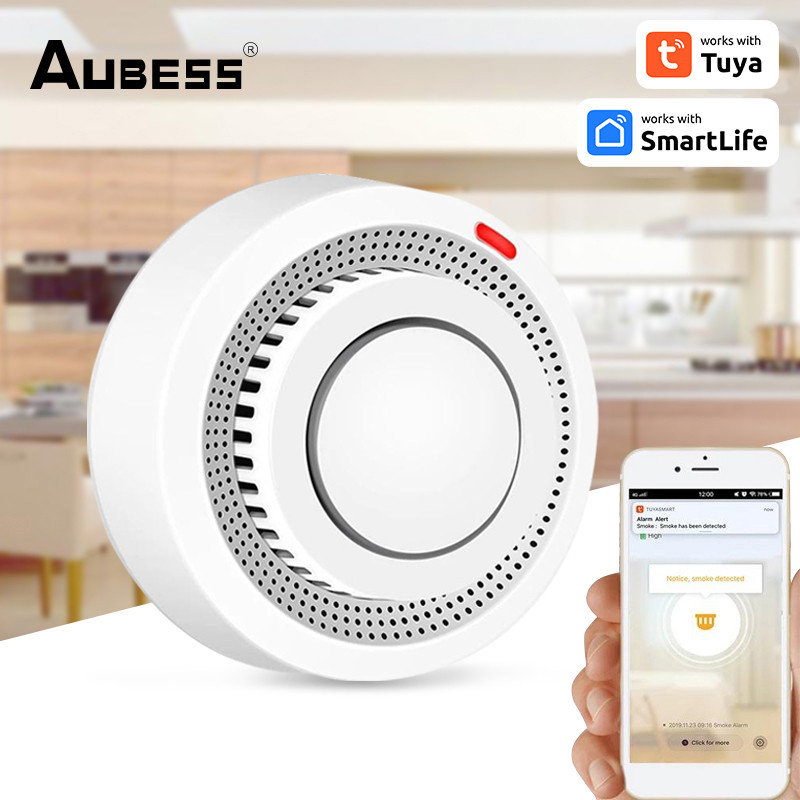 Home Security System Smoke Alarm Smart Home Tuya Smoke Detection Sensor Smart Life WiFi Smart Smoke Detector App Remote  Control Fire Sensor Detector — view 2