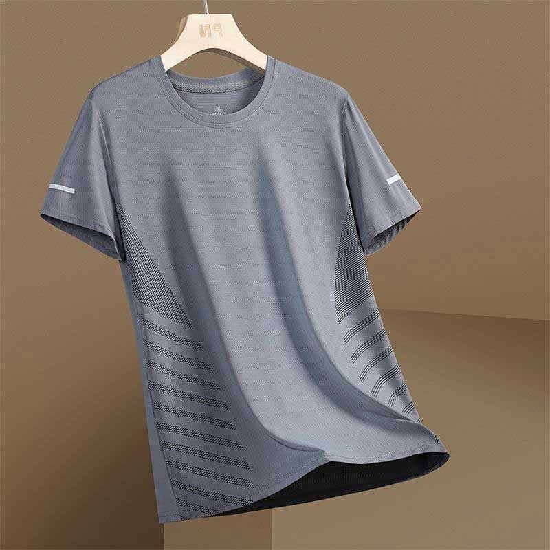 Ice Silk Men's Dri-fit Shirt Fashion Quick-Dry Solid Color Training/Sports Loose Mesh T Shirt Summer Cool Short Sleeve Casual Dri-Fit Basic Tops for Men Plus Size - Image 3