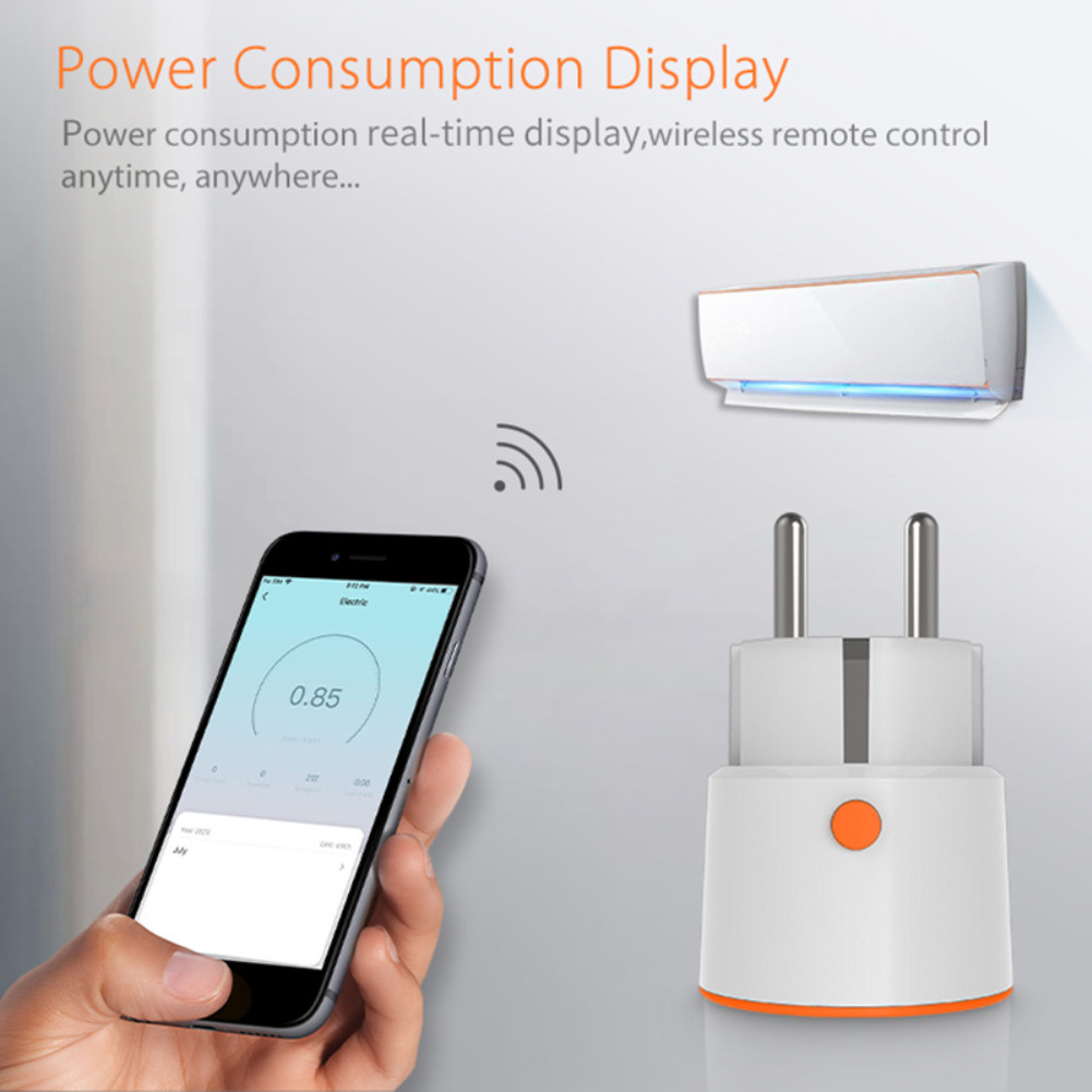 Work With Alexa And Google Zigbee Plug 16A Power Monitor Smart Home Smart Socket Plug EU Power Consumption Smart Zigbee Socket Tuya Smart Life Eu Smart Plug COD — view 4