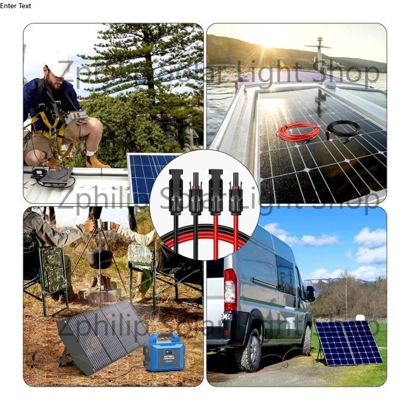 Solar Panel Extension Cable 10AWG12AWG 10/20/30 Feet Black & Red Wire with Female and Male Connector - Image 2